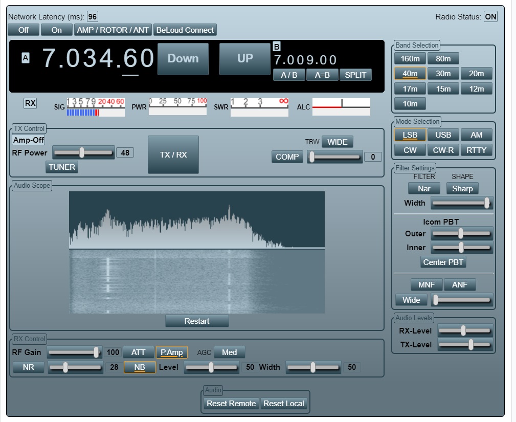 BeLoud users will now notice a new radio face across all our network remote stations.  More upgrades are to follow including pan adapter.  #RemoteHam #DX #Hamradio