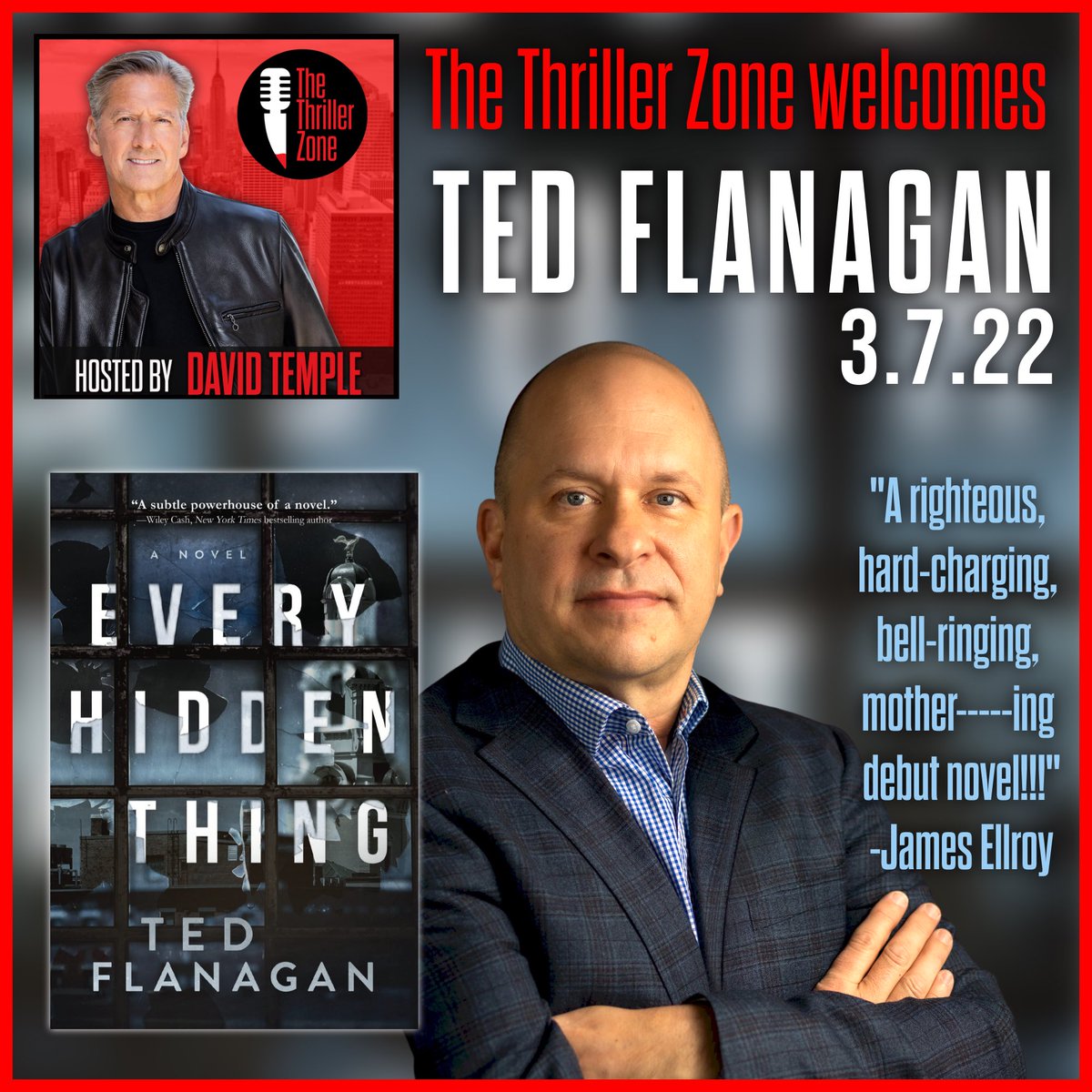 TheThrillerZone's tweet photo. Guess who’s coming to #TheThrillerZone on Monday! Relative newcomer TED @TedEMTP FLANAGAN joins us 3.7 to discuss his chilling thriller #EveryHiddenThing. Your jaw will DROP when you learn it’s Ted’s 1st novel &amp; will love his passion. #inspiration
WATCH: https://t.co/f8fmQdyocQ https://t.co/3UTcNqyhR9