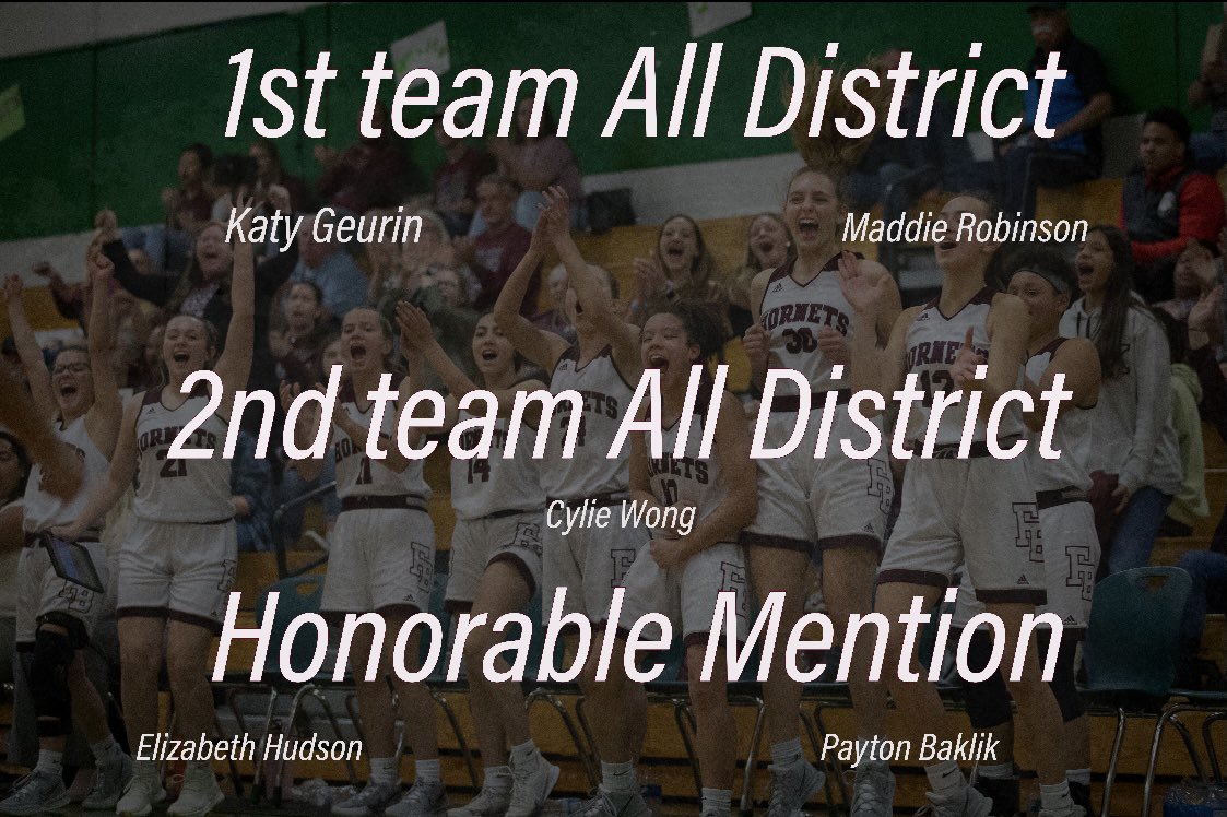 Congratulations 
District 29-5A 

1st team 
Senior #32 Katy Geurin
Sophomore #10 Maddie Robinson 

2nd team 
Sophomore #13 Cylie Wong

Honorable Mention
Senior #11 Liz Hudson
Senior #45 Payton Baklik 

🏀Go Hornets🏀
#CPH <a href="/katygeurin/">katy geurin</a> <a href="/CylieWong/">Cylie-Ann Wong</a> <a href="/PaytonBaklik/">Payton Baklik</a> <a href="/bluff_sports/">Flour Bluff Athletics</a>