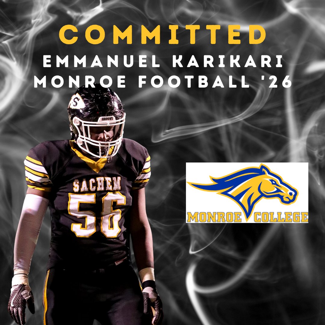 Sachem North Football (@sachemnorthfb) on Twitter photo Emmanuel Karikari is off to play at <a href="/mjcmustangs/">Monroe Mustangs FB</a>! We're so proud of his commitment to football and we're excited to see him grow. #ArrowUp #DefendTheArrow 🏹 Emmanuel Karikari is off to play at <a href="/mjcmustangs/">Monroe Mustangs FB</a>! We're so proud of his commitment to football and we're excited to see him grow. #ArrowUp #DefendTheArrow 🏹