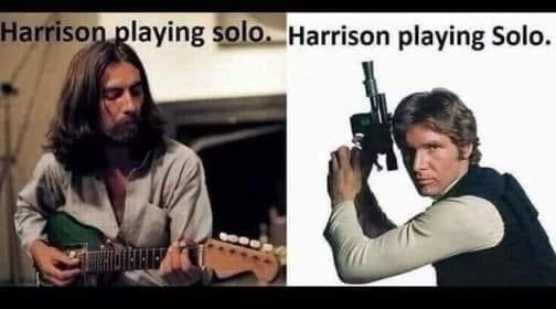 Happy Friday! Too good not to share. My two favorite Harrison’s playing solo #StarWars #tgif #Beatles #handsome