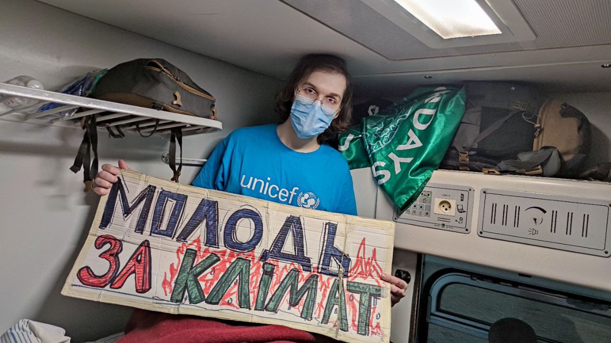 Hello, It's Ilyess from Ukraine 🇺🇦 1 week ago, my #ClimateStrike was in a sleeper train when I was evacuating from Kharkiv to Kyiv. I was fighting against Climate Crisis Now I am fleeing a war caused by Fossil Fuels. #FridaysForFuture #PeopleNotProfit #StandWithUkraine️