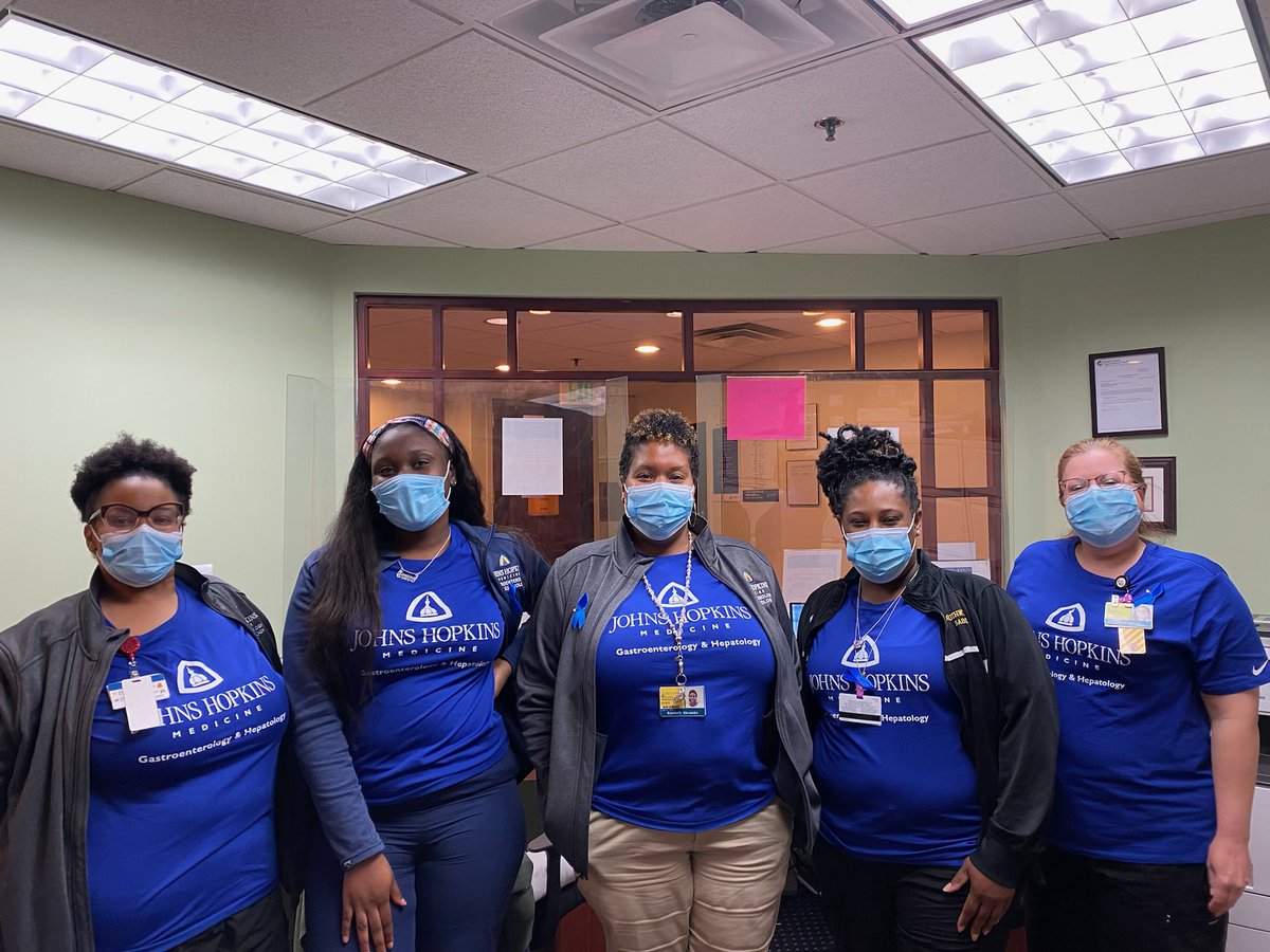 This is how we show support for #ColorectalCancerAwarenessMonth ! #DressInBlueDay  throughout our various locations! <a href="/AmCollegeGastro/">ACG</a> <a href="/AmerGastroAssn/">American Gastroenterological Association (AGA)</a> <a href="/ASGEendoscopy/">ASGE GI Endoscopy</a> 
Talk to your 🩺about screening!
Routine screening recommended starting age 45 if no other risk factors!