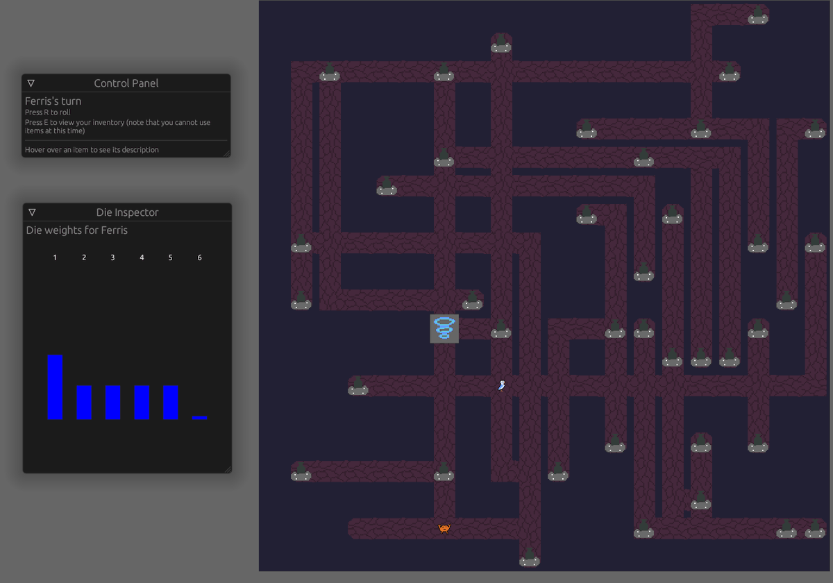 2Arc676's tweet photo. #bevyjam has ended; get #DiceyDungeons from @itchio! Following the "Unfair Advantage" theme, the objective is to beat your opponent(s) to the goal by using items to rig the dice in your favor. Game in early access, bug reports welcome.
https://t.co/fLGdvsr0Oe
#indiedev #gamedev https://t.co/Tx5bbMdZAK