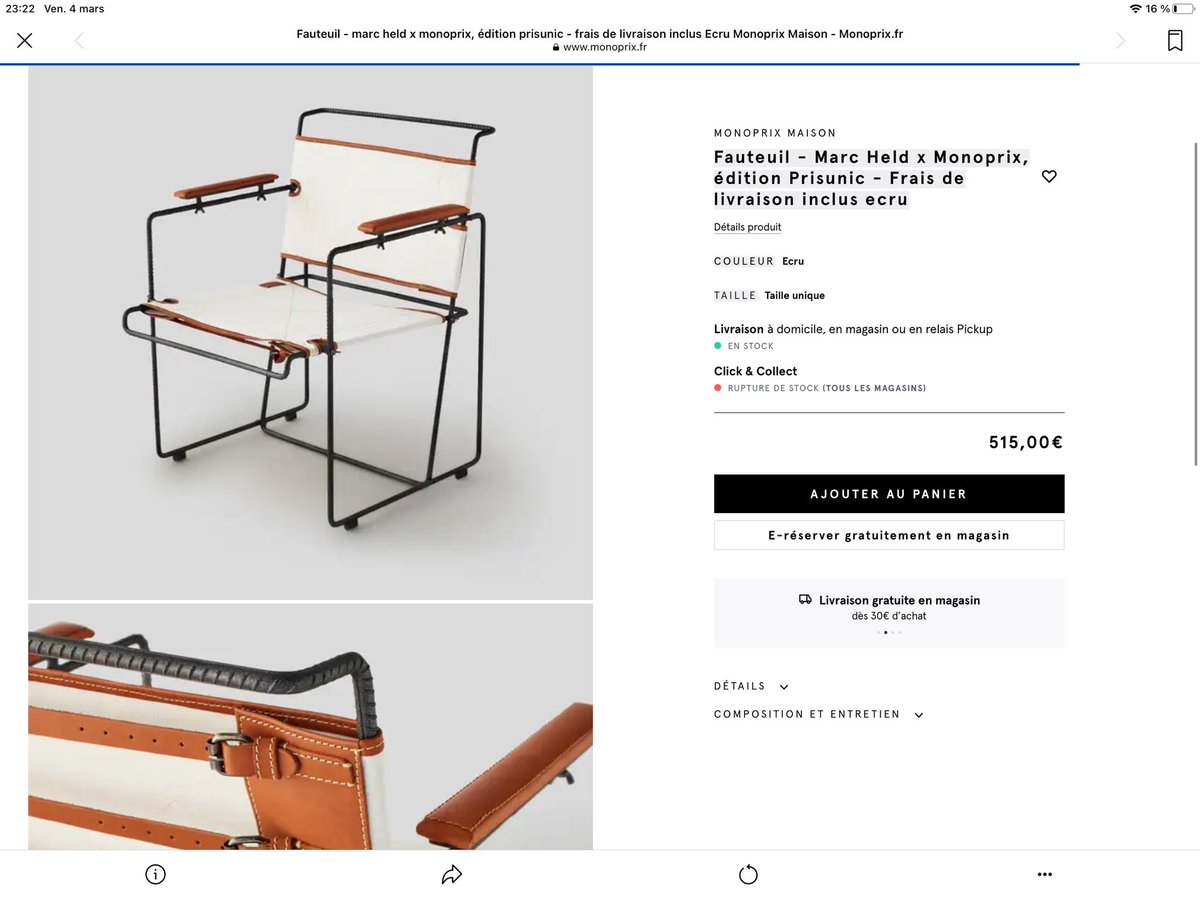 adbresson's tweet photo. bon, alors c'est pas bientôt mon anniversaire, mais si jamais quelqu'un voulait vraiment me faire plaisir, pas la peine d'attendre ou de "sender des nudes", @Monoprix ré-édite la très jolie chaise de Marc Held pour #Prisunic qui sera du meilleur effet dans ma garçonnière, 🤍🤎🖤 https://t.co/6oeVdOGxGl