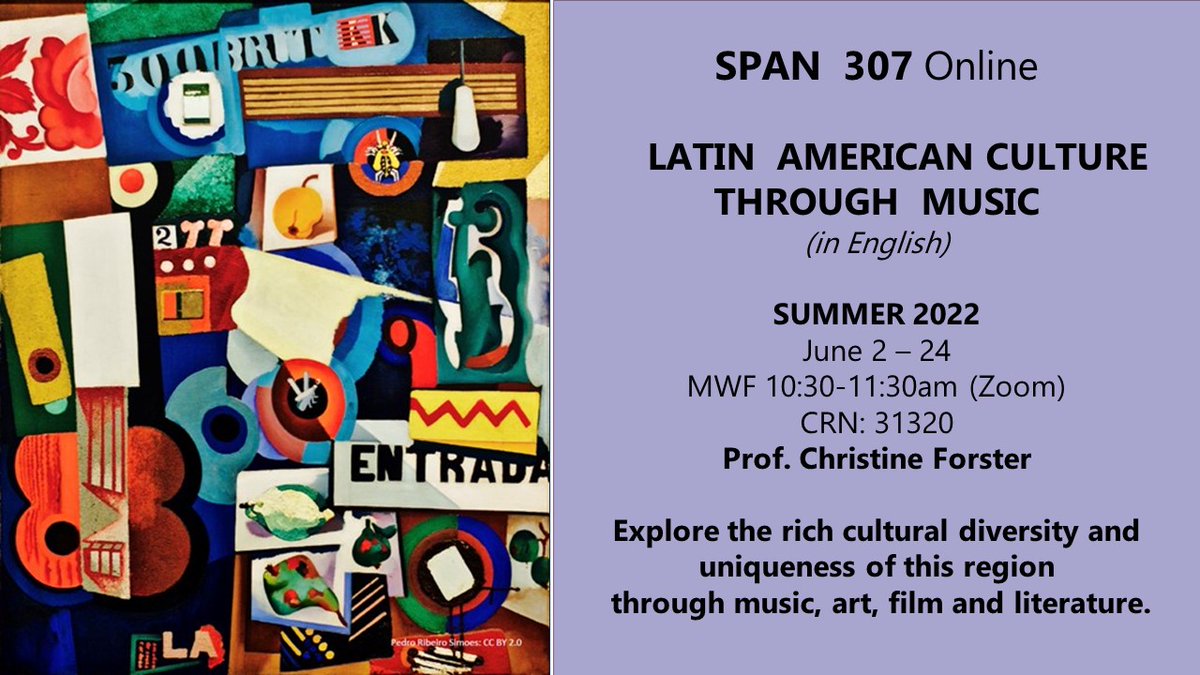 Warm summer days filled with art, music, film, literature and everything Latin American.

Join Chrissie Forster's 'Latin American Culture Through Music (in English)' course!

Registration begins March 14th.