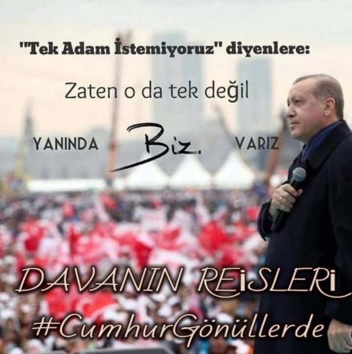 Yalnızlık anlamında tek değil ama liderlikte tek hizmette tek gönüllerde tek vatanda tek dünyada tek ama sizin 
ALTINIZ BİR REİS ETMEZ

#CumhurGönüllerde