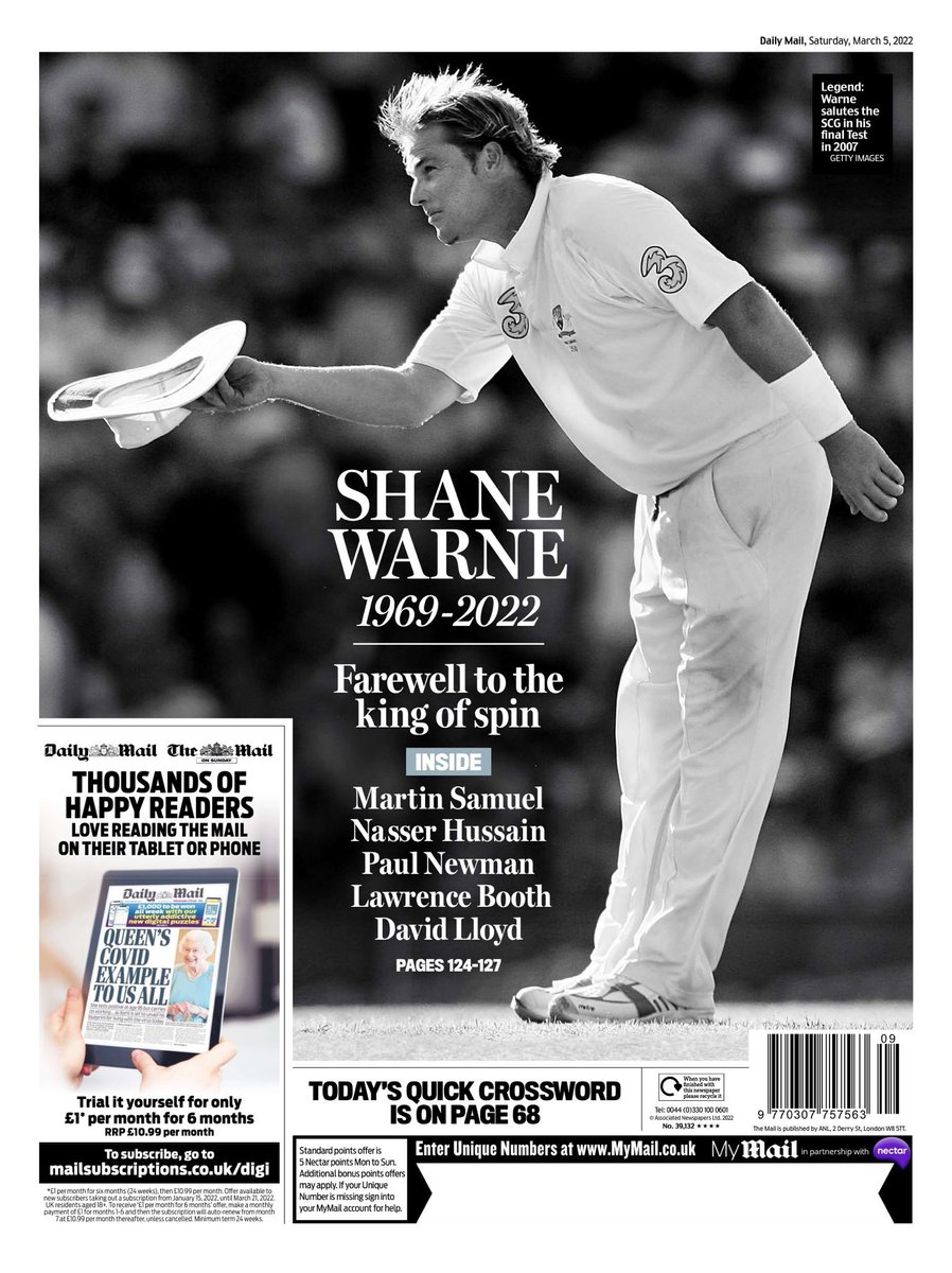 willis_macp's tweet photo. Not many cricketers do this to the UK papers https://t.co/AcV26KylM8