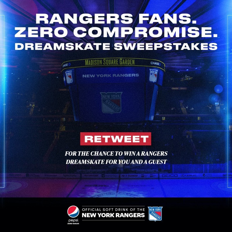 NYRangers's tweet photo. RT for your chance to win a spot for you and a guest to skate on the ice at MSG!