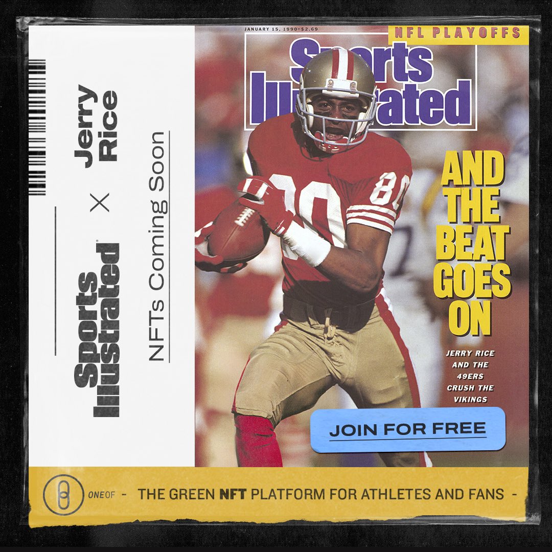 JerryRice's tweet photo. My first NFT Drop is coming soon! Can’t wait for you to check it out. Sign up for details! https://t.co/3CslB4eBeW @SInow @OneOfNFT https://t.co/s3DKgWKPMH