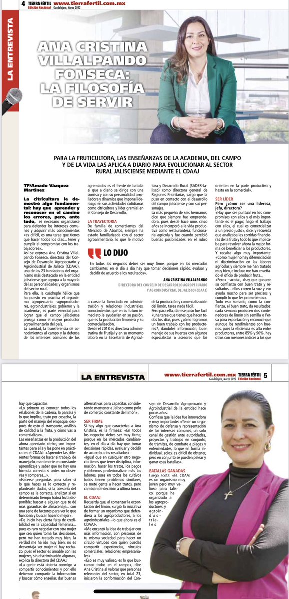 #entrevista conoce de cerca la labor de Ana Cristina Villalpando, directora del <a href="/CDAAJalisco/">CDAAJ</a> ¿Cómo ser una lideresa? tierrafertil.com.mx/revista-de-mar…