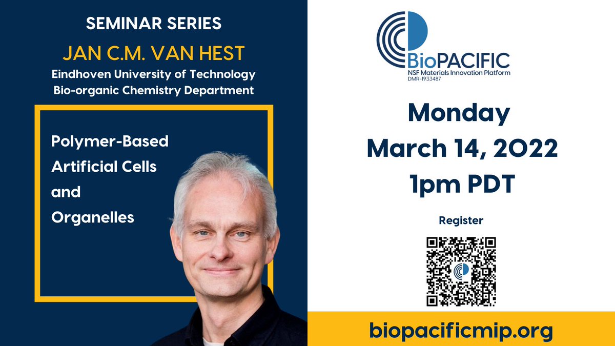 BioPACIFICMIP's tweet image. Want to know more about #Polymer based #ArtificialCells and #Organelles? Join us on Monday March 14, 1pm PST for a seminar with @vanhest_lab! 
Register here: bit.ly/3sEBCsm
#webinars #materials #Chemistry #biochemistry