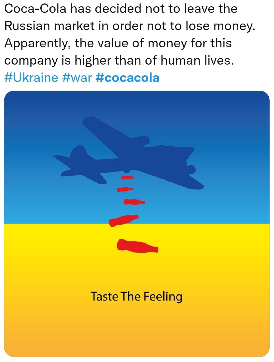 argohoo's tweet photo. Fuck this shit! #slaviukraine! #cocacola #war #ukraine https://t.co/CH7zo9La4b