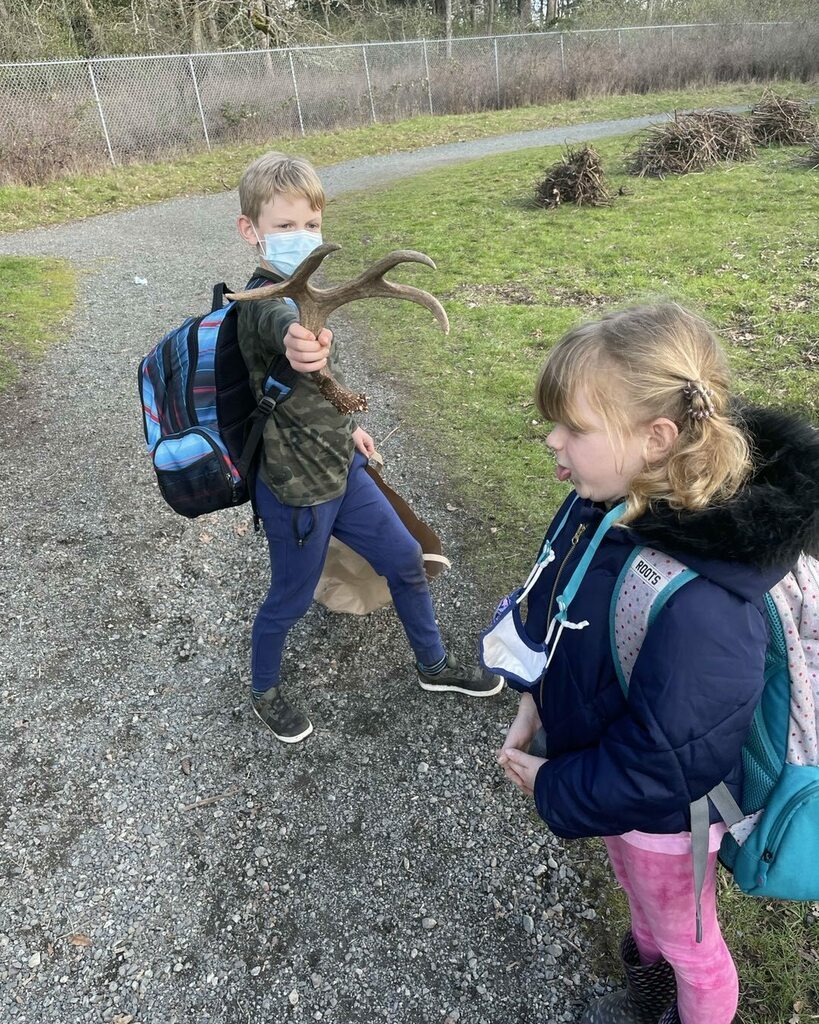 Trevor4saanich's tweet photo. #nedric holding a shed 🦌antler
: “now I’m protected from any cougars”
#vaeBarry: “yeah, but then you’d get blood on it, yuck”
N: “what are you talking about? That would make it even cooler!” https://t.co/Pd1BnzyH1h https://t.co/tuOwBdsNrK
