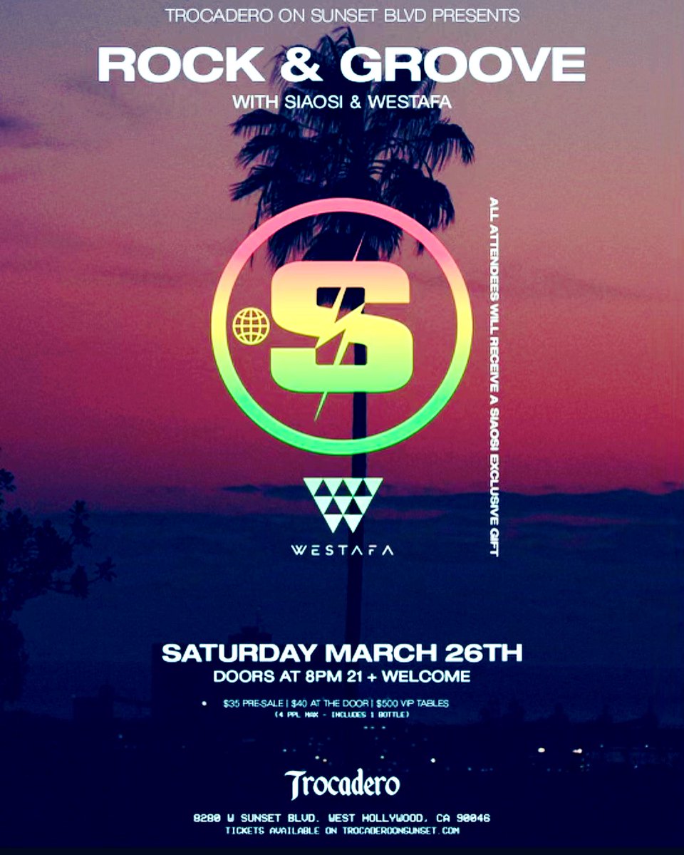 DomataPeko's tweet photo. @SunsetTrocadero Presents Rock and Groove with @siaosimusic and #Westafa . Join us for Live Reggae music, Delicious Dinner , and Tasty Cocktails.
March 26th Doors 8pm Tickets on Eventbrite for more info visit us at https://t.co/w2I4ejRBJv #SunsetTrocadero #Siaosi https://t.co/aZR82TTGLn