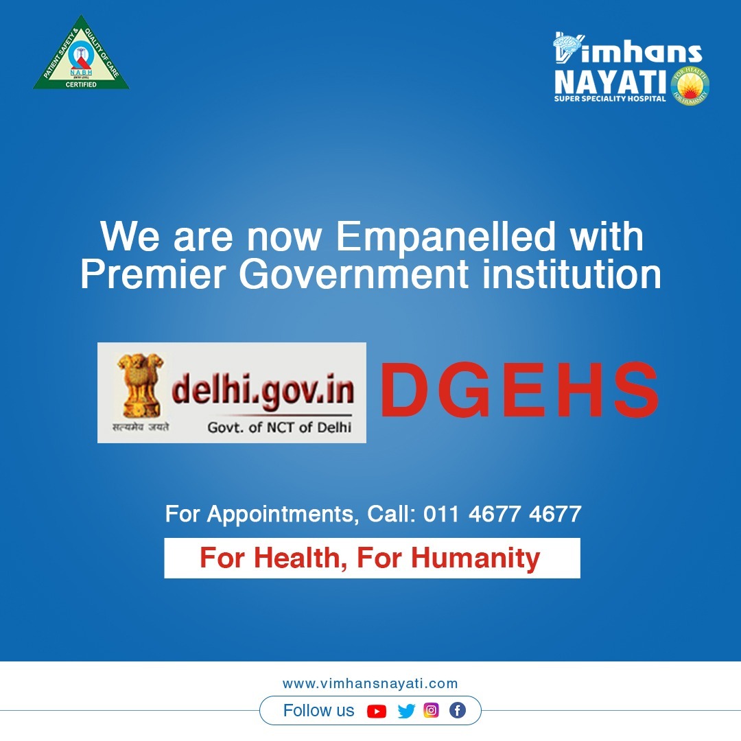 vimhansnayati's tweet photo. We are happy to announce that Vimhans Nayati is now empanelled with DGEHS. Seeking quality Healthcare has become much easier now.

For more information, please call: 011 4677 4677
#dgehs #delhigovt #vimhansnayati #forhealth #forhumanity #vimhans #healthcare https://t.co/ruX3ztcVma