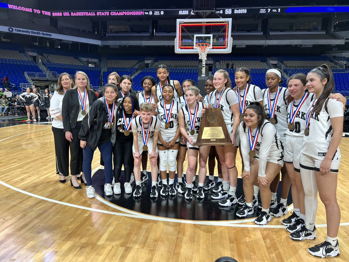 NISD's tweet photo. We are so proud of this team and their first trip to the #UILstate tournament! Thank you for representing all of Northside at the highest level! Congrats players, coaches &amp; all of #ClarkTX! Final score- DeSoto 56 , Clark 47 https://t.co/zppY7AzWPs