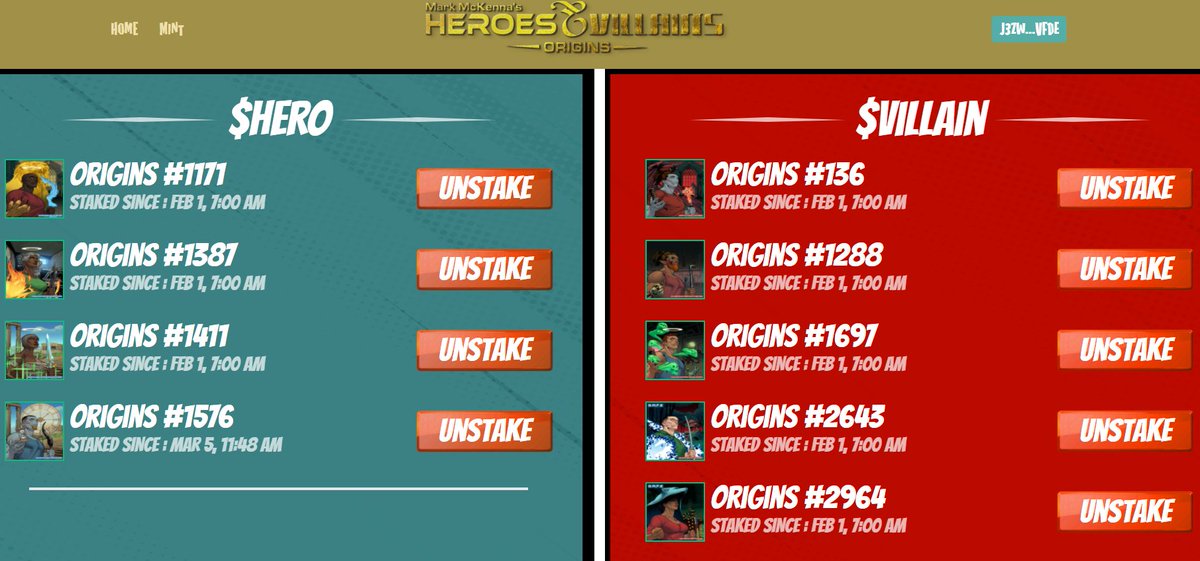 ThSephiroth's tweet photo. Finally staked all @HV_Origins NFT I have! 
I'm very excited for the next step in the roadmap. 
#hvorigins #nft #sol #solananft #dc #marvel #comicbook #P2E #P2Egaming https://t.co/Fo42yXBUqn