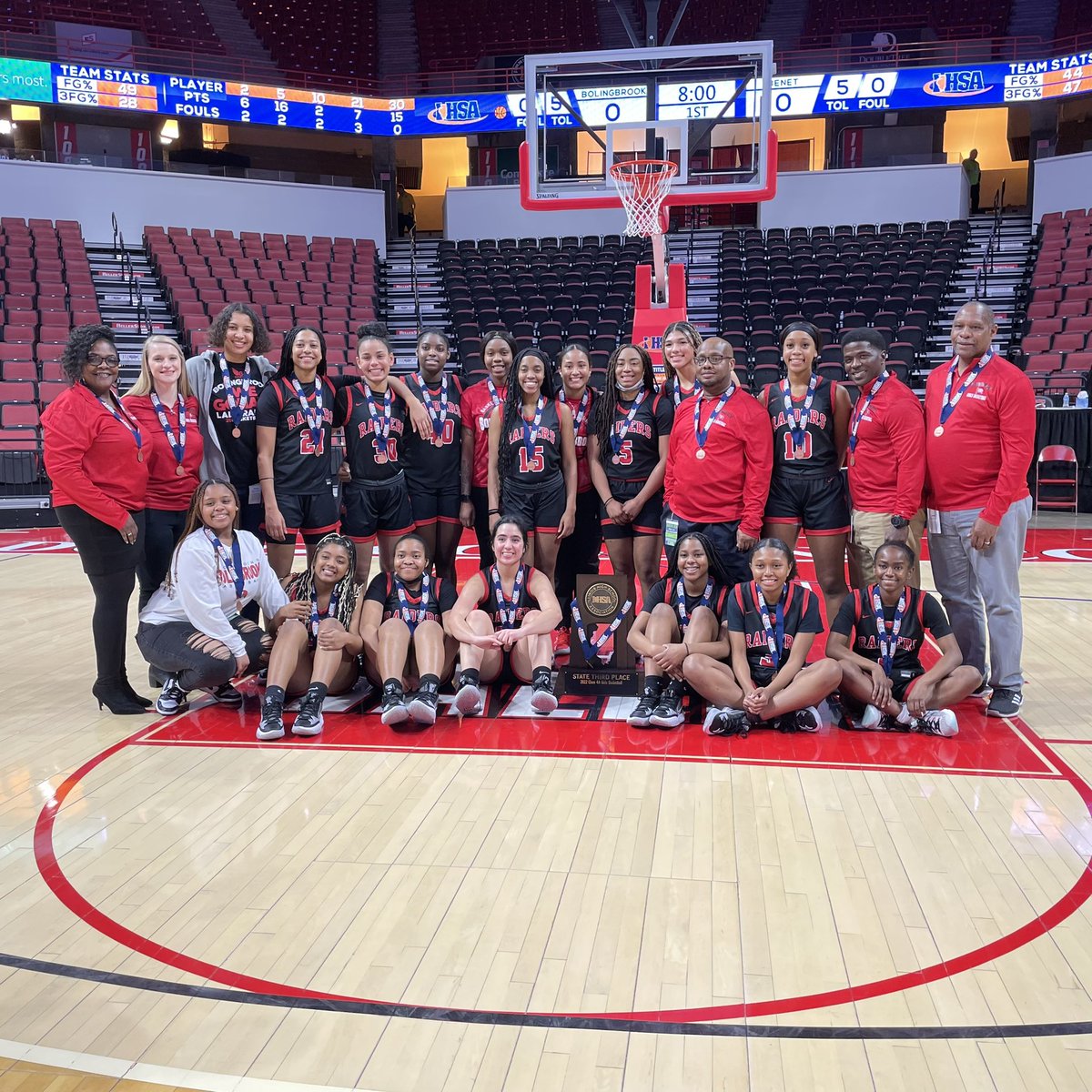Here are your 3rd place Raiders! Not an easy thing to play a game only a couple of hours after losing a heartbreaker, but these young women overcame adversity to go out with a win! We are SOOOOO Proud of you!!! #RaiderPride #TheBrook