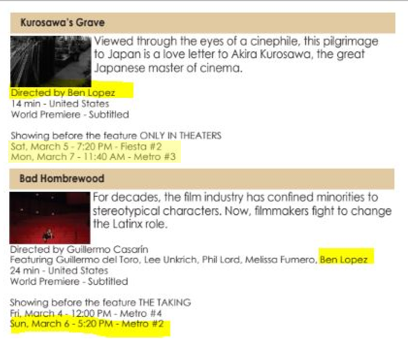 VangeTapia's tweet photo. .@justintregis & I are going to the @SBIFF this this Saturday, March 5th to watch #BenLopez's world premiere "Kurosawa's Grave" @ 7:20pm. Let's meet + support those who support us!
In case you didn't know, aside of being @NALIP_org ED, @vientofuego is a long time Producer. https://t.co/rlIpapy7Oo