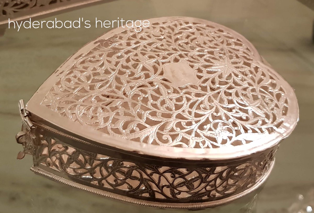 'Paan' has always been a integral part of Hyderabad's 'Tahzeeb' (culture) Intricate cutout workmanship on sterling silver,crafted by silver smiths of Hyderabad - antique Pic2:Paandan:has compartments for paan incredients Pic3:Nagardaan:to hold beetel leaves. My family's heirlooms
