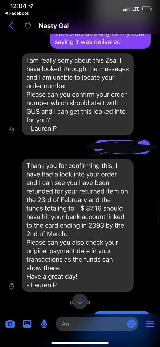 ZsaDore's tweet photo. This is the customer service ? @NastyGal 

Instead of correcting my item, you adamant that I buy the item AGAIN, when it was a gift! https://t.co/LHhcqchYyW