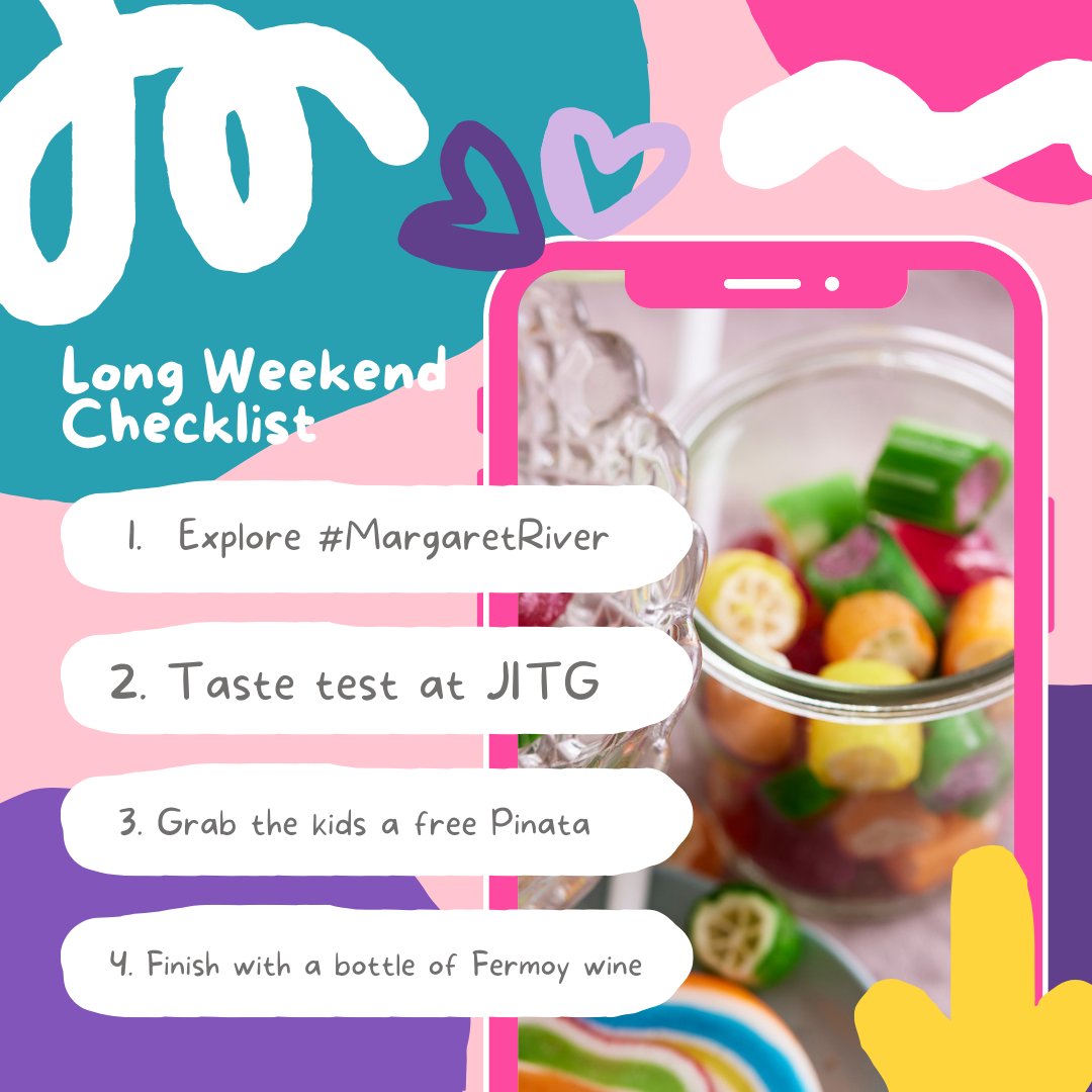 Definitely the place to be this long weekend 🌞 
Drop by for all sorts of goodies 
🍪🍫🍭#MargaretRiver #tastingroom #JITGMargaretRiver