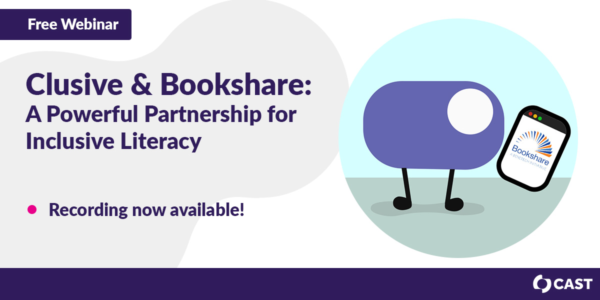 Did you miss our exploration into Clusive and how it integrates with <a href="/Bookshare/">Bookshare</a>? The captioned recording and resources from our free webinar are now available! Learn more about Clusive and try it out for yourself! ow.ly/KXaA50Iaxhv #UDL #inclusion #UDLchat #ATchat #ELAchat