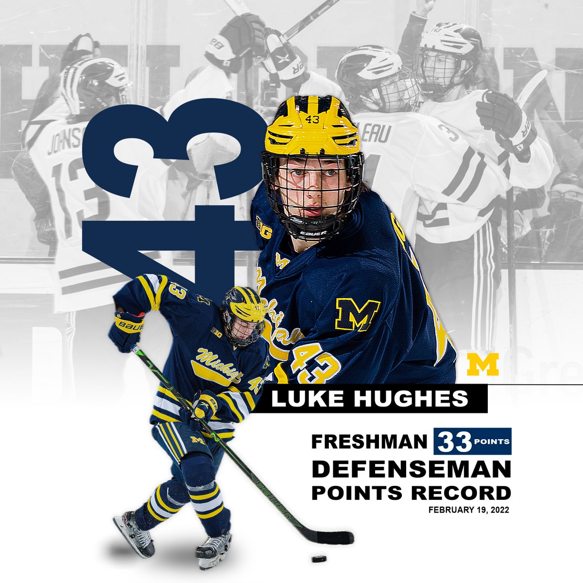 Michigan Hockey (@umichhockey) on Twitter photo Luke Hughes' 33 points is the most EVER by a Michigan freshman defenseman!
#StickTaps #GoBlue〽️
<a href="/NJDevils/">New Jersey Devils</a> Luke Hughes' 33 points is the most EVER by a Michigan freshman defenseman!
#StickTaps #GoBlue〽️
<a href="/NJDevils/">New Jersey Devils</a>