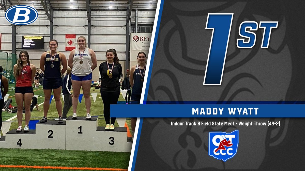 Congratulations Sr. Maddy Wyatt who placed 1st and is the State Champion in the Weight Throw at the <a href="/oatccc/">OATCCC</a> State Indoor Track &amp; Field Meet #GoBigBlue