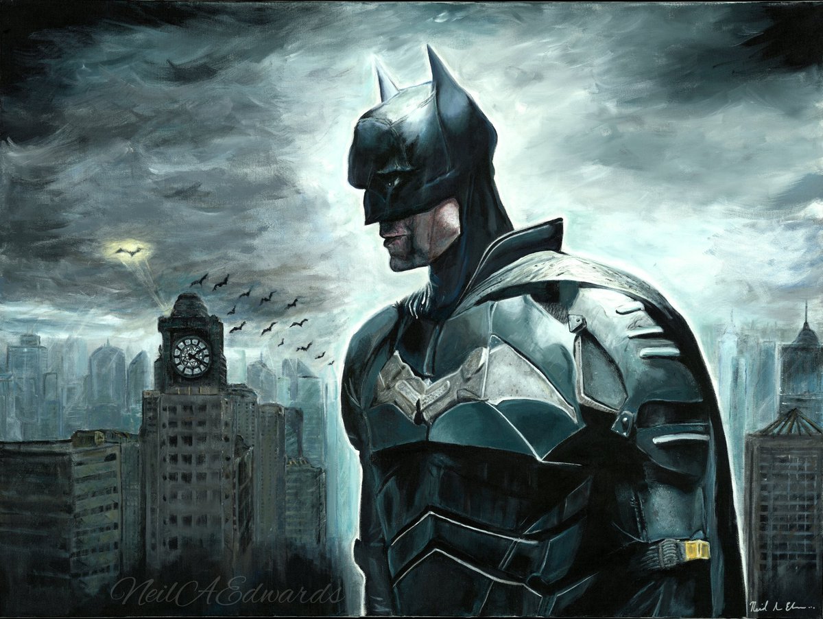 GenesisLXG's tweet photo. New Piece Inspired by Matt Reeves "The Batman" Titled "World's Greatest Detective" 36x48 Oil and Acrylic. Dm for info. Prints will be available on  3/5/2022 #thebatman #nba #artist #mattreevesthebatman #music  #robertpattinsonbatman #art  https://t.co/rsd9qNIHQo https://t.co/t059LphJOJ