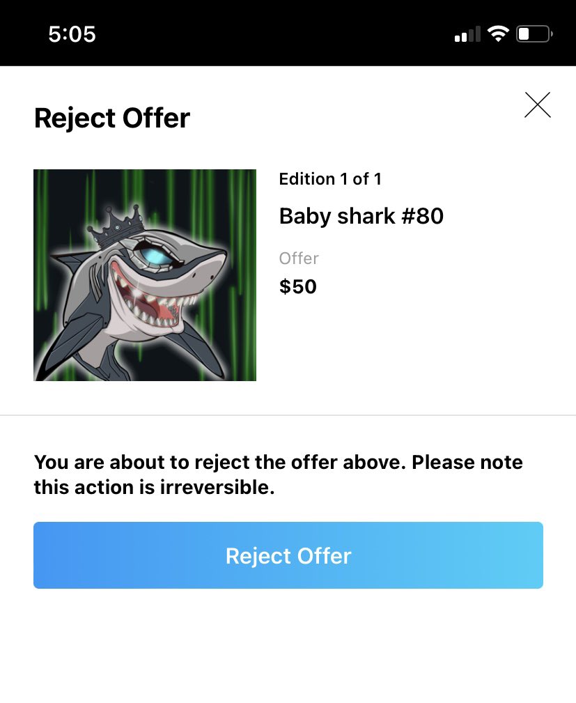 basedrunkdads's tweet image. crypto.com/nft/profile?ta…
Rejected 🙅‍♂️  gotta do better then that #nftcollectors #cro #robotshark #Offers @Gangsta_shark @cryptocomnft