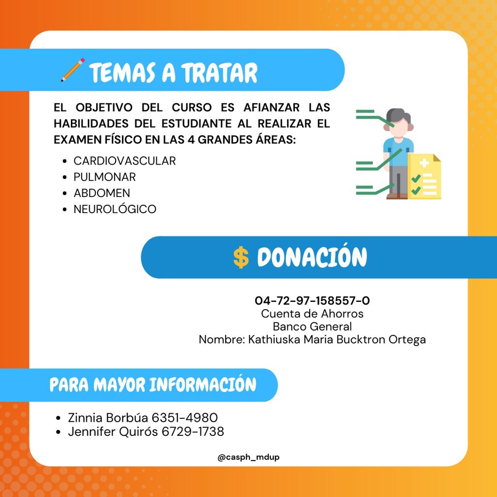 CASPH_MDUP's tweet photo. Curso de Propedéutica del Primer semestre 2022 🙌🏼✨

¡Te invitamos a participar y que no te pierdas de este curso! 

🗓 domingo 13 de marzo
💰donación: B/. 5.00 
📍Universidad de Panamá - modalidad *presencial* 

Inscríbete en este link: https://t.co/9ewiSXNGqD https://t.co/2aQpdWW9MD