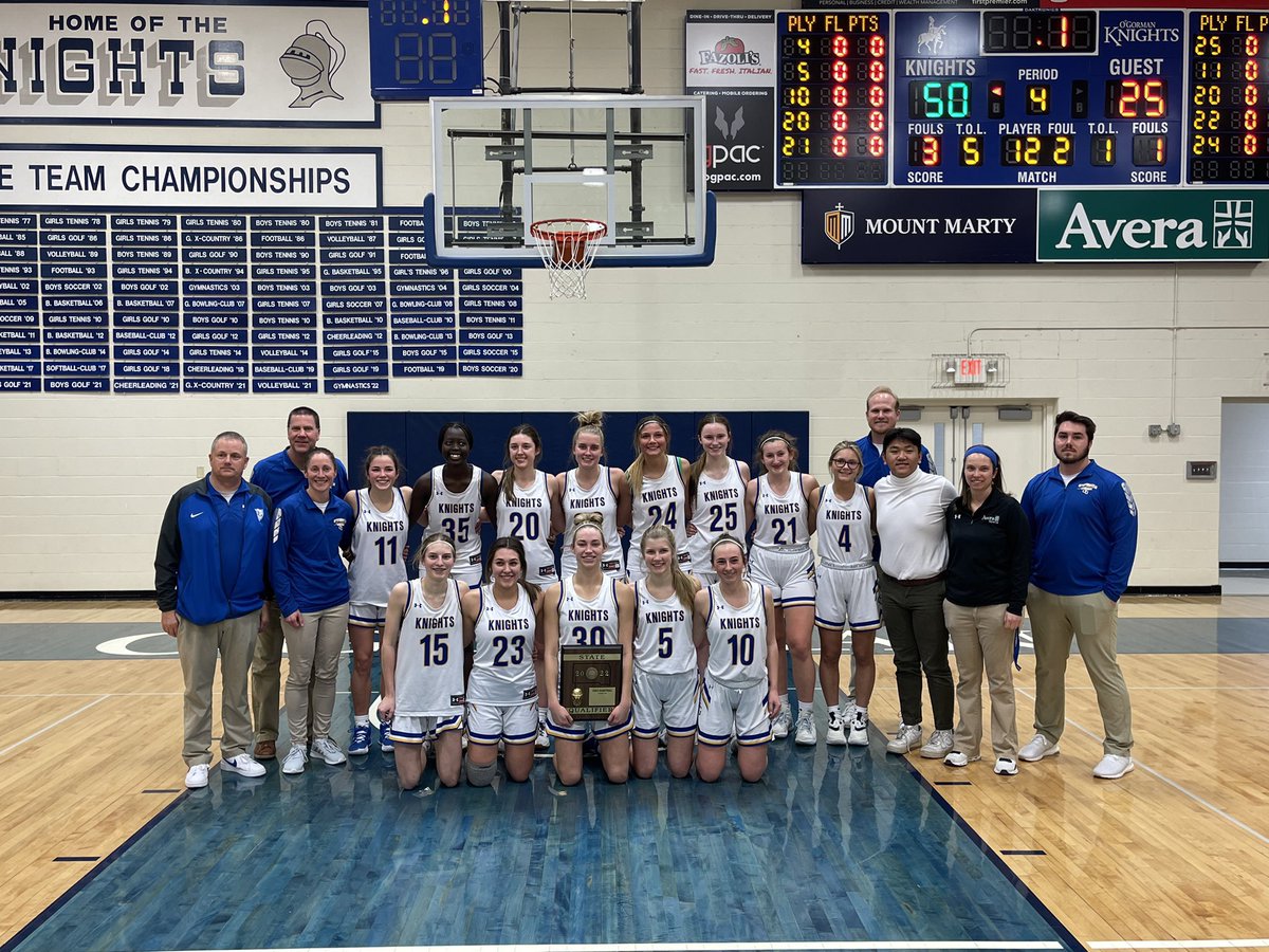 OGLadyKBball's tweet photo. Whose ready for a road trip!?!  Knights pick up the win against Yankton 50-25!!  Great job of playing hard!!  Time to get back to work!!  #OneTeamOneDream https://t.co/kKYhSTPNiw