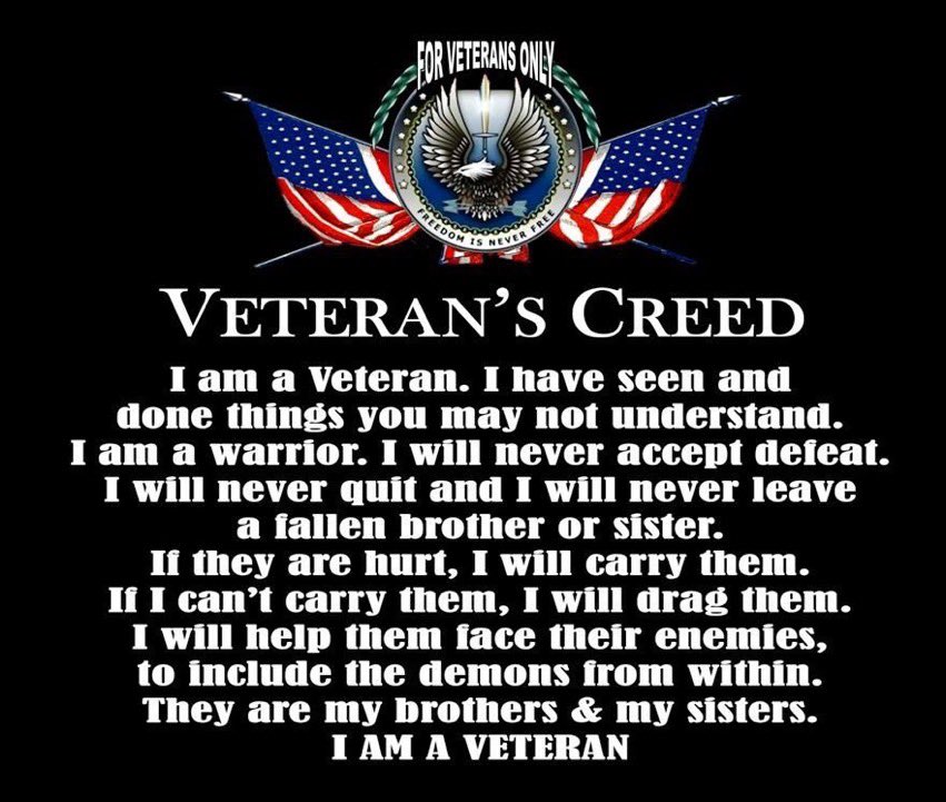 StormyVNV's tweet photo. @Myberns1 Been there, Done that. #VeteransCreed https://t.co/PdwSVArT8Q