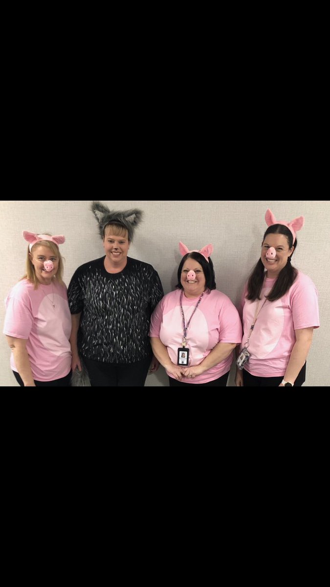 mcoleman2016's tweet photo. It was dress up as one of your favorite book characters at school today!! The Kindergarten team chose The 3 Little Pigs &amp; the big bad wolf!! The kids absolutely loved all of the characters!! It was fun!! https://t.co/UW4rVfoIst