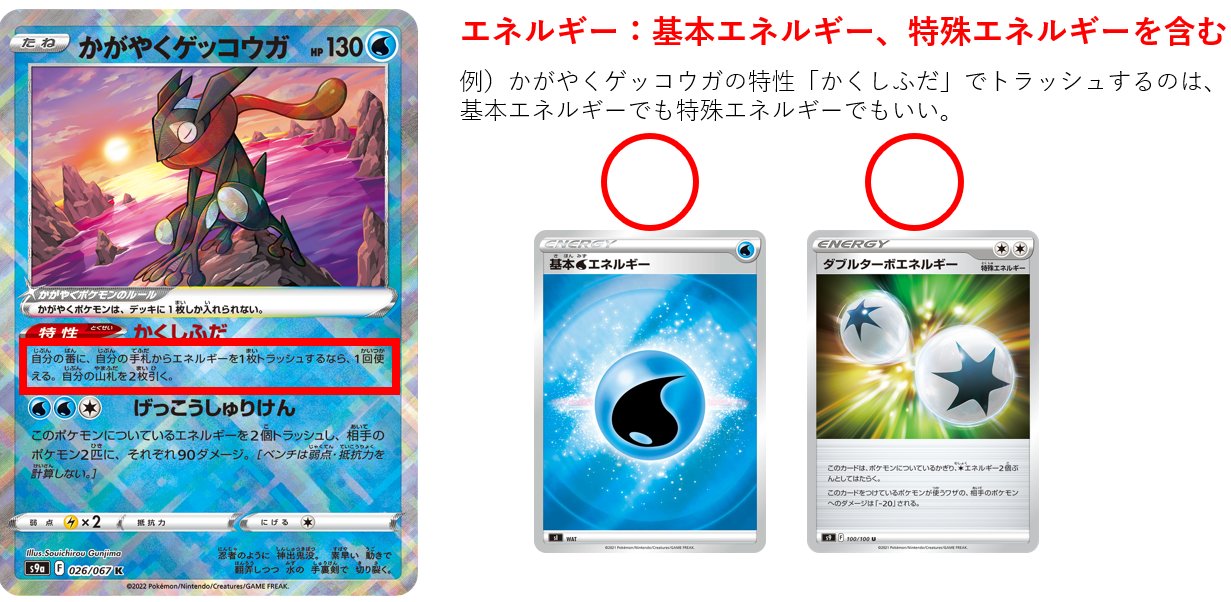 ポケカ通信 ポケカルール 情報発信 間違えやすいポケカルール エネルギー という記載であれば 基本エネルギーと 特殊エネルギーどちらも含む 例 かがやくゲッコウガの特性 かくしふだ でトラッシュするのは 基本エネルギーでも特殊エネルギー ポケカ通信 ポケカルール 情報発信 間違えやすいポケカルール エネルギー という記載であれば 基本エネルギーと 特殊エネルギーどちらも含む 例 かがやくゲッコウガの特性 かくしふだ でトラッシュするのは 基本エネルギーでも特殊エネルギー