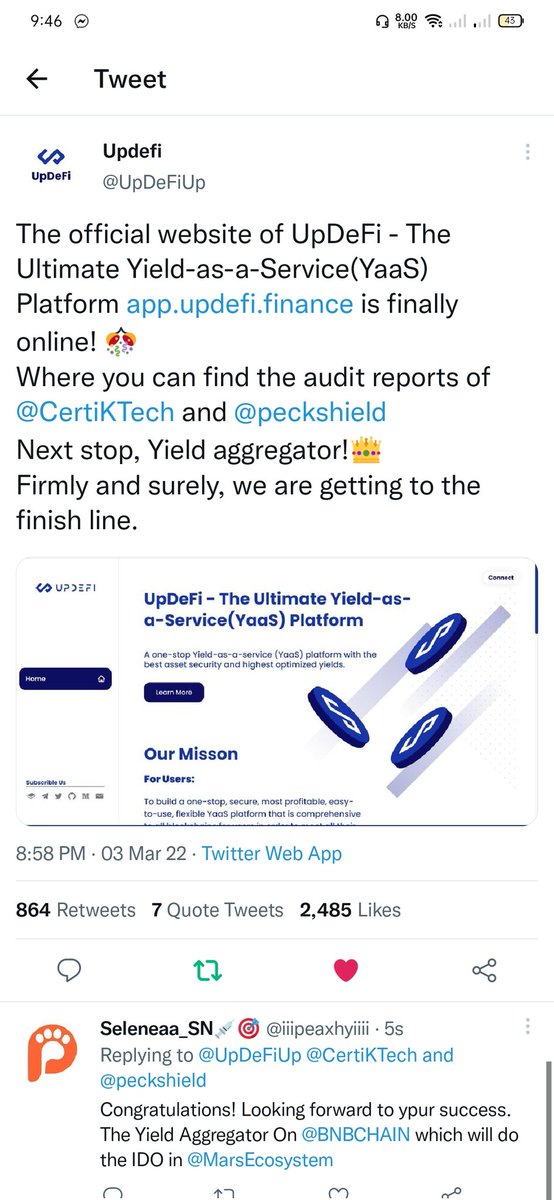 james__bar's tweet photo. @gemhostofficial @UpDeFiUp @BNBCHAIN @MarsEcosystem done https://t.co/JSSUAVfp6o
