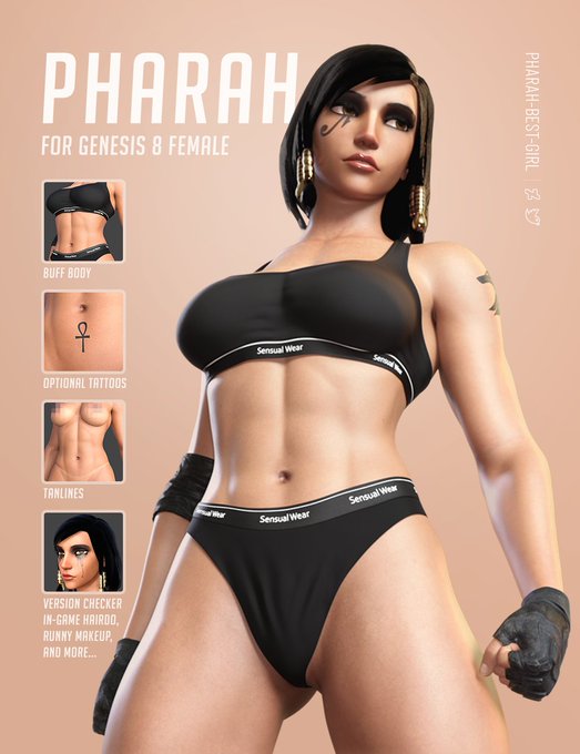 I released a huge update for the DAZ #pharah model:
• body options (tanlines, spanked buttocks)
• face