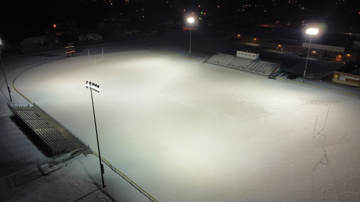bloomersd's tweet photo. One last Friday Night Lights for  Coach Bruce Larson of Somerset. Thoughts and prayers to the community of Somerset and to the entire Larson family. 1963-2022  #LightItUpForLars @wifca  @travisWSN #bloomerhawks (Photo credit: @JakeKostner) https://t.co/dA4GcwYmsz