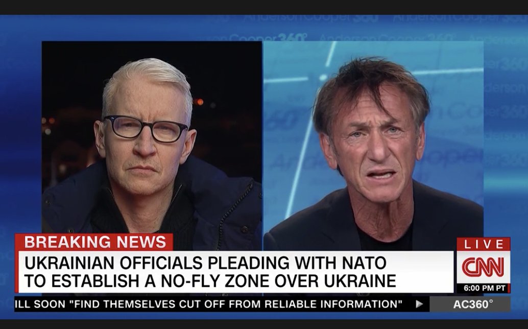 PaulaChertok's tweet photo. .@SeanPenn on meeting Pres. Zelensky: I don't know if he knew that he was born for this. But it was clear I was in the presence of something new to the modern world…his courage &amp; dignity &amp; love. I was endlessly impressed and moved by him and the people of Ukraine, and terrified. https://t.co/Jaot9W6H8U