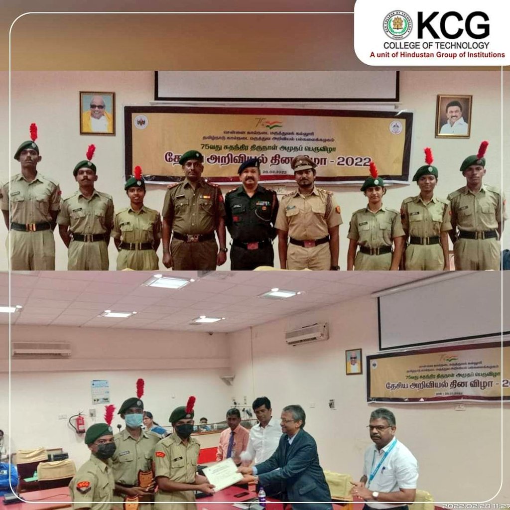 KCGSH2's tweet photo. The NCC cadets from @KCGtechnology won 2nd &amp; 3rd prize in Quiz &amp; Drawing Competition as part of events conducted by the  National Cadet Corps, Remount and Veterinary Unit on National Science Day. Congratulations to the winners! 
#KCGCollege #NationalScienceDay
@NccKcg https://t.co/0gUFRirT8c