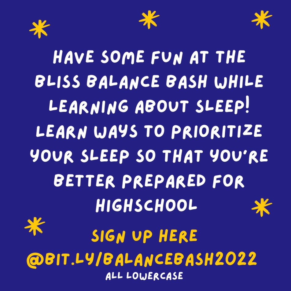 This Friday 3/11 from 3-4 CMS students can have fun with friends and learn about sleep skills!

Students should RSVP as soon as possible, because space is limited! #wwprsd 

RSVP Link: bit.ly/balancebash2022