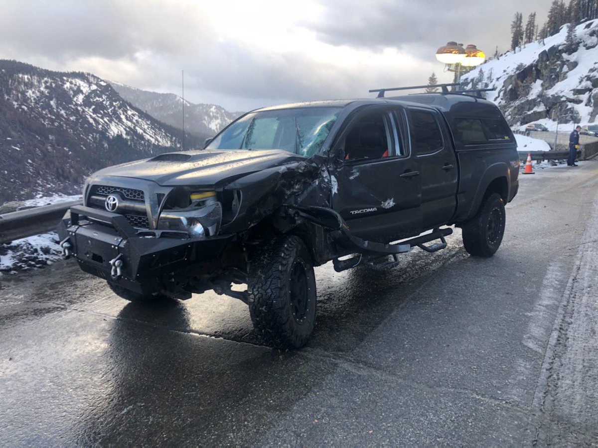 CHPSouthLake's tweet image. Today, at 1638 hours, another large boulder came down onto US-50, same location. No injuries. While on scene, ANOTHER huge boulder came down without incident. Be vigilant when traveling through the burn areas. Very unstable hillsides.