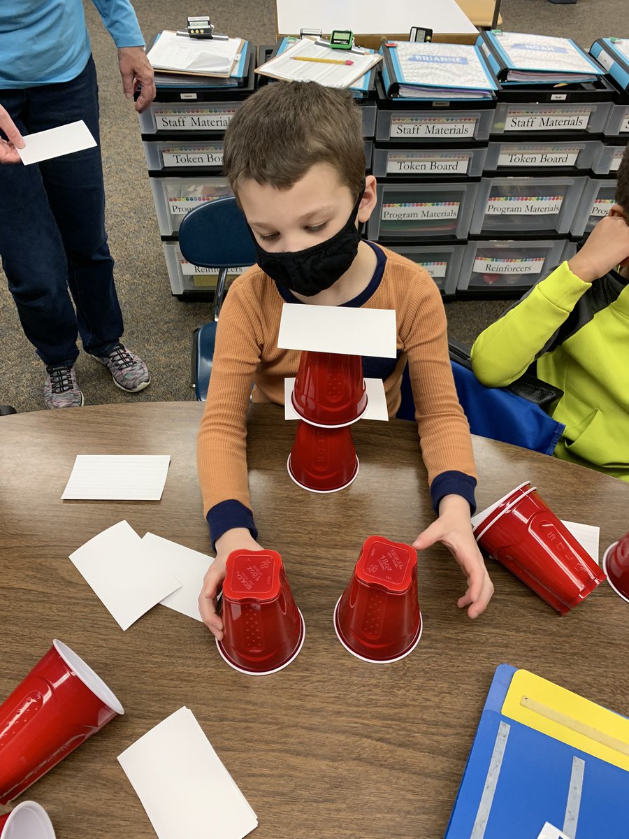 CRAMrsWeiss's tweet photo. Who can build the tallest “Cat in the Hat” stack? We had a great time with our STEAM challenge today! 📚 #ReadAcrossAmerica #Steam @CRA_Bulldogs https://t.co/eIJjVFheYj