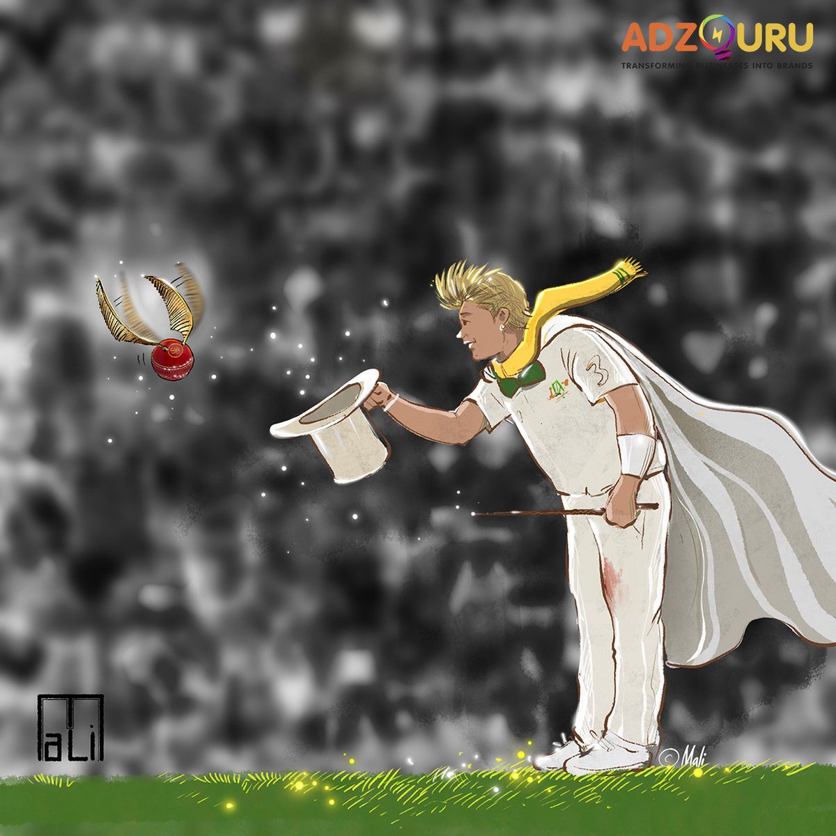 Malicartoonist's tweet photo. Good bye magician.

#ShaneWarne 
#ShaneWarneRIP 
@CricketAus @ICC https://t.co/0ZiDDuucXS