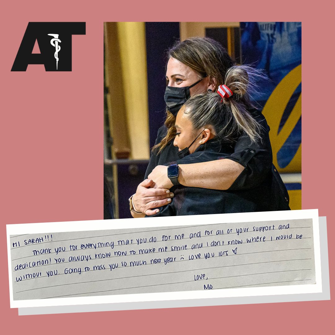 SU_SportsMed's tweet photo. March is National Athletic Training Month. Everyday of this month, we are showing gratitude and appreciation towards our ATs with a message from our own athletes. First up is our beloved Sarah Lyons with Women's Gymnastics! ๐ค๐ฒ
#NATM #ATappreciation #gocard https://t.co/ccoyl6lymy
