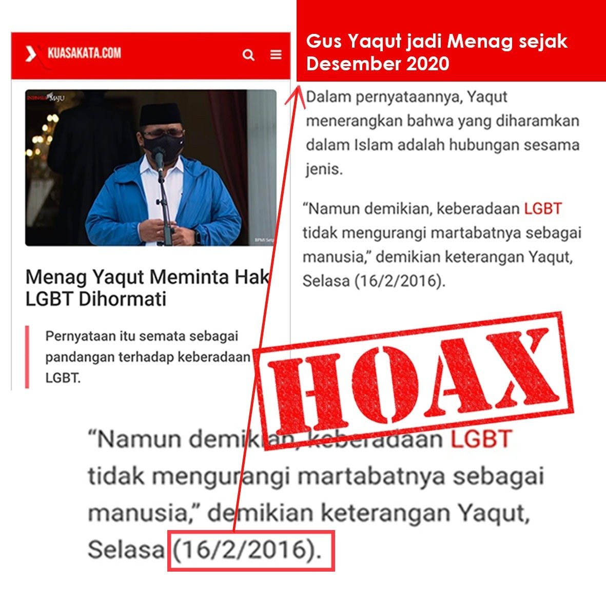 Kemenag_RI's tweet photo. Salam #SahabatReligi, beredar kabar ttg pendapat Menag soal LGBT. Ini jelas hoax !
Jangan biarkan penyebar hoax bersenang diri. Yuk share Twitt ini, agar penebar hoax tak merajalela lagi. Konfirmasi berita akurat ya follow akun @Kemenag_RI. https://t.co/YohNNLuWQJ