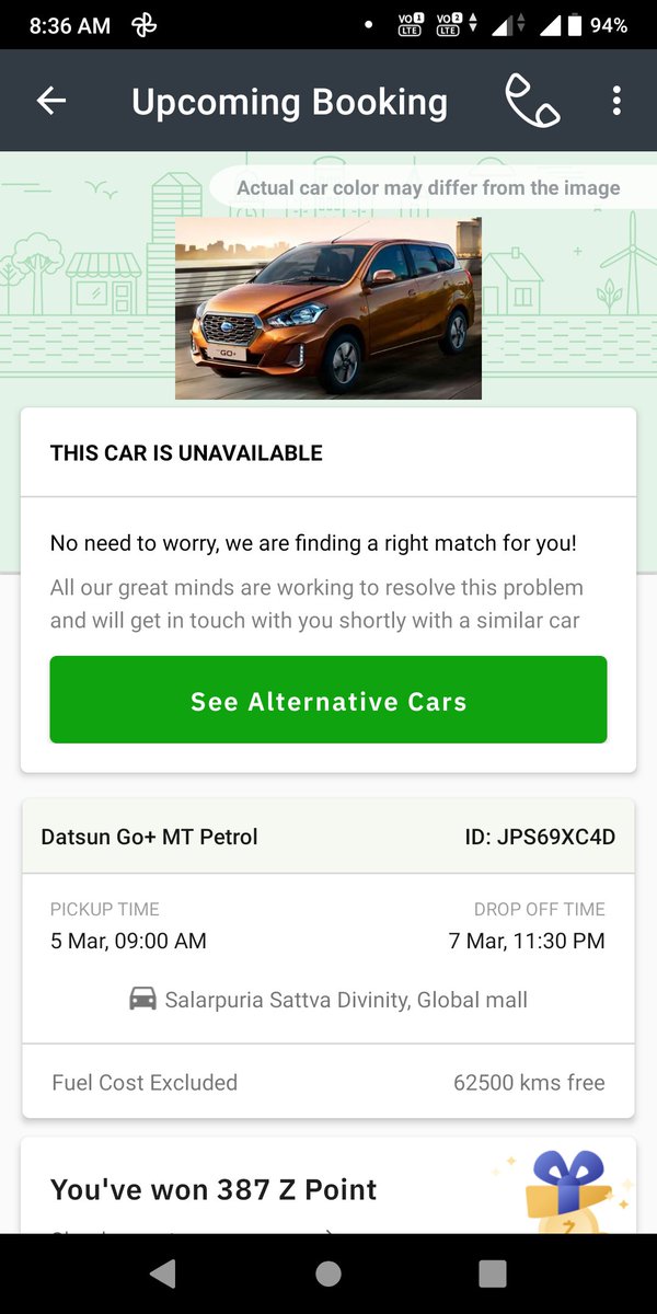 _iamsanchit's tweet photo. @ZoomCarIndia 

Zoomcar, one of the worst services ever. Had booked this 3 days back, now when I'm expecting to start the trip, the car has been unavailable from your side without any intimation. Your customer support is never picking up calls. Can you guys please shut down? https://t.co/biAspcdhGT