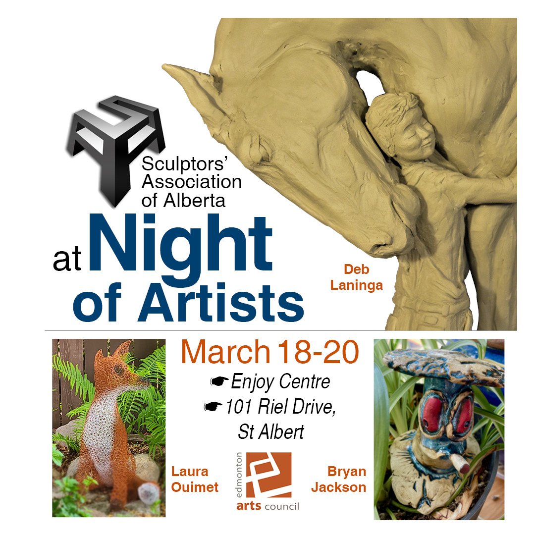 We are thrilled to be back at Night of Artists at the Enjoy Centre!

Join 18 of our members showing in a variety of mediums at this special event from March 18-20. Entry is by donation + please register to attend